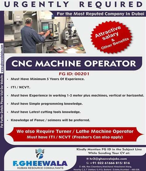 Urgent! cnc machine operator jobs in Dubai 